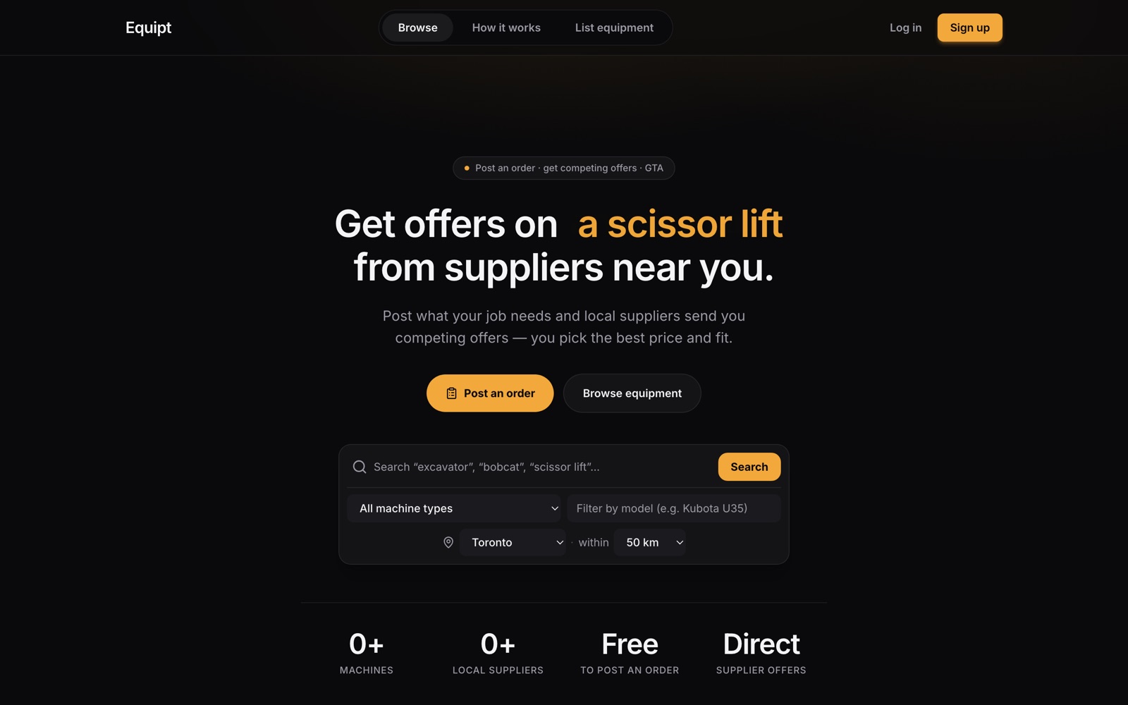 Equipt, construction equipment rental marketplace